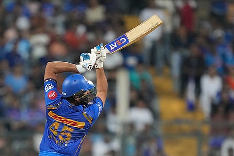 Rohit Sharma plays a shot 